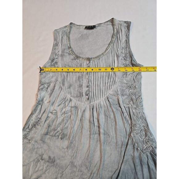 Pol Womens Gray mineral wash tunic sleeveless floral embroidery Size S - Picture 11 of 15